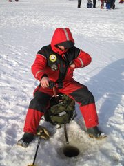 Ice fishing in Finnish "miljoonapilkki"-fishing competition.